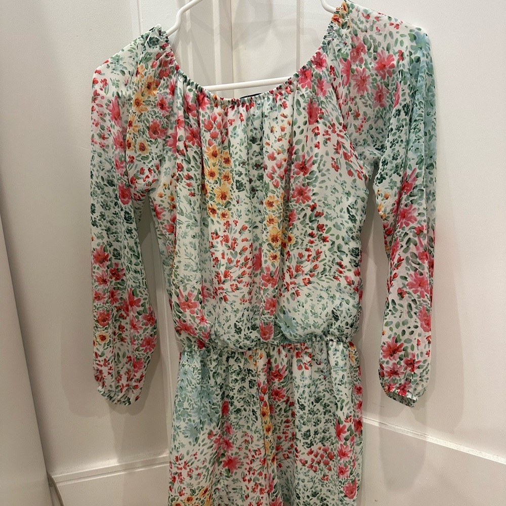 The Vanity Room Red and Green Floral Dress